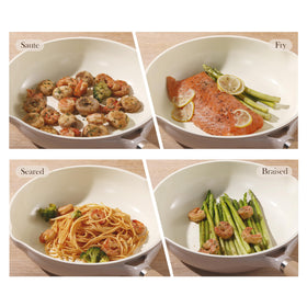 CAROTE ergonomic handle provides a comfortable grip during sautéing.