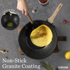 CAROTE wok with ergonomic cool-touch handle for safe gripping