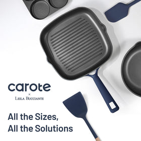 CAROTE extended bottom design delivers even heating on all cooktops.