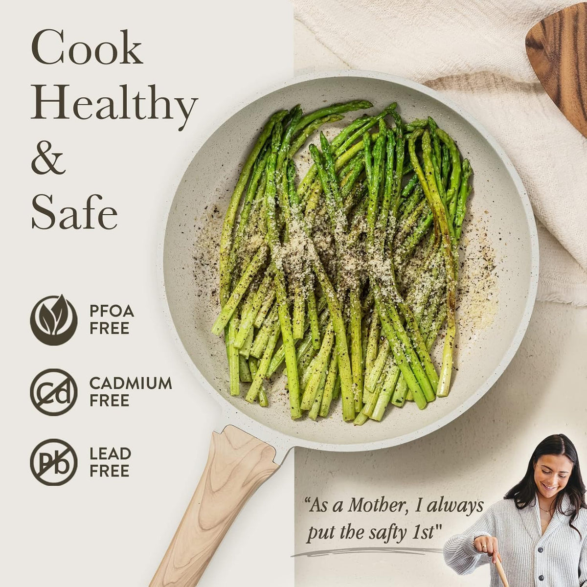 CAROTE granite coating cream pan highlights durability and easy food release.