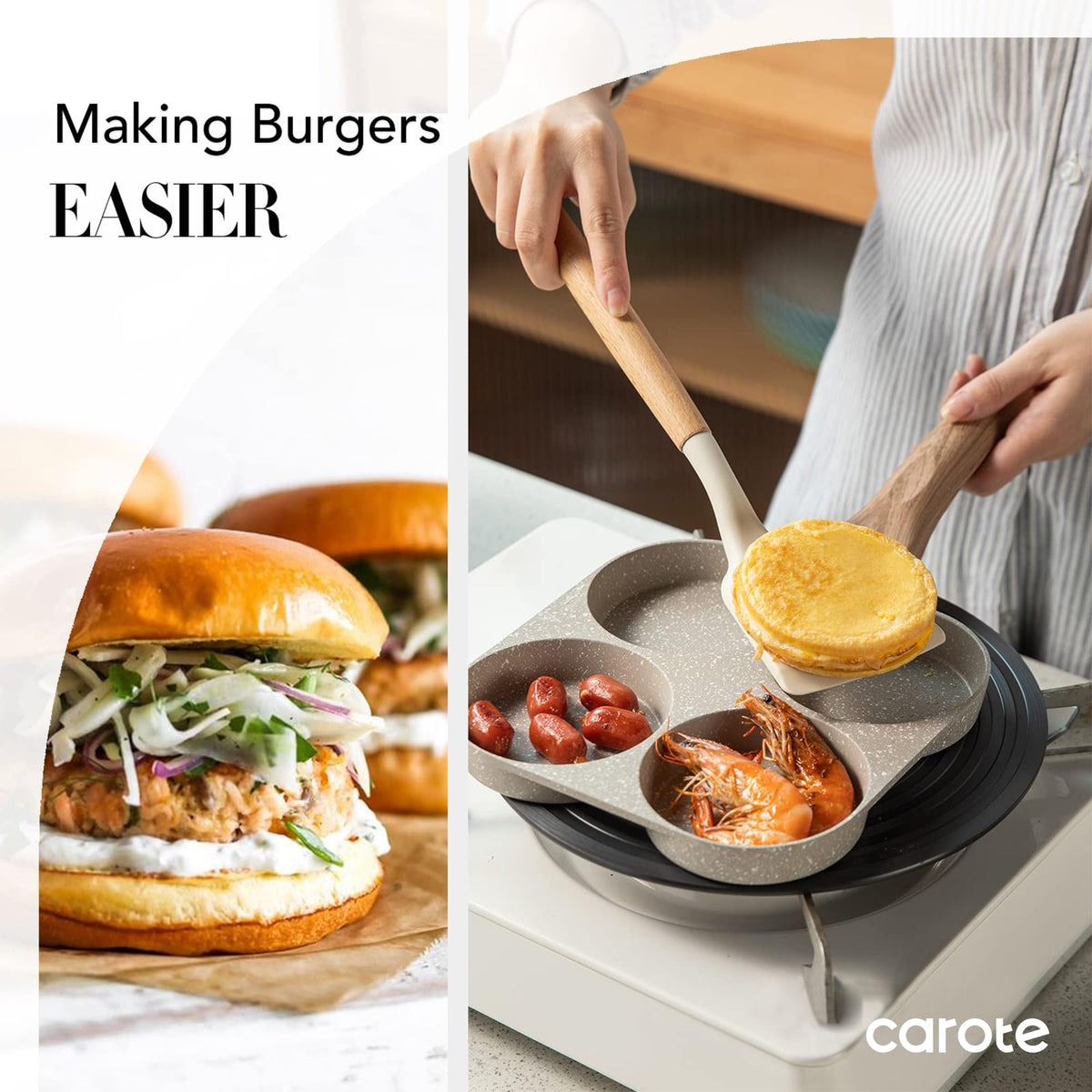 CAROTE granite nonstick 4-cup pan delivering fast heating and reliable release.