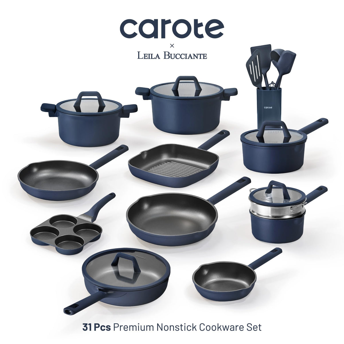 CAROTE granite nonstick coating for easy release and safer cooking.