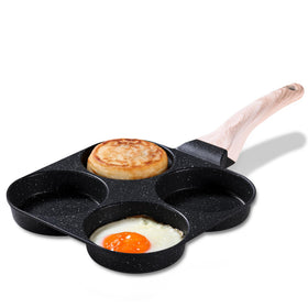CAROTE granite nonstick egg pan with sturdy handle for easy flipping.