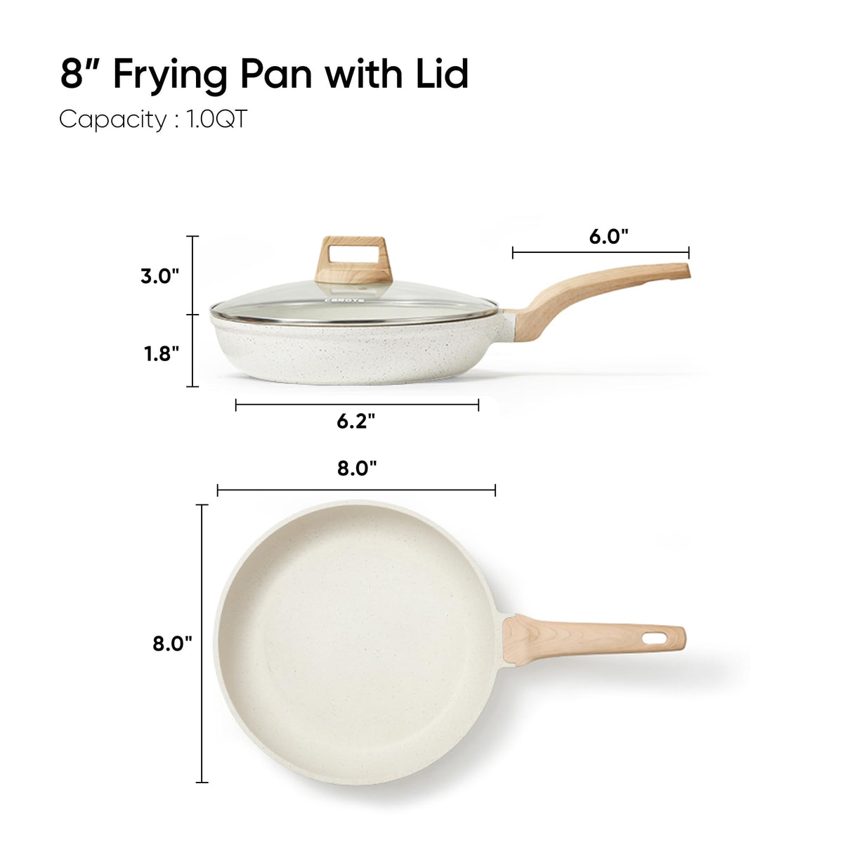 CAROTE granite nonstick surface promotes easy release and healthier sautéing.