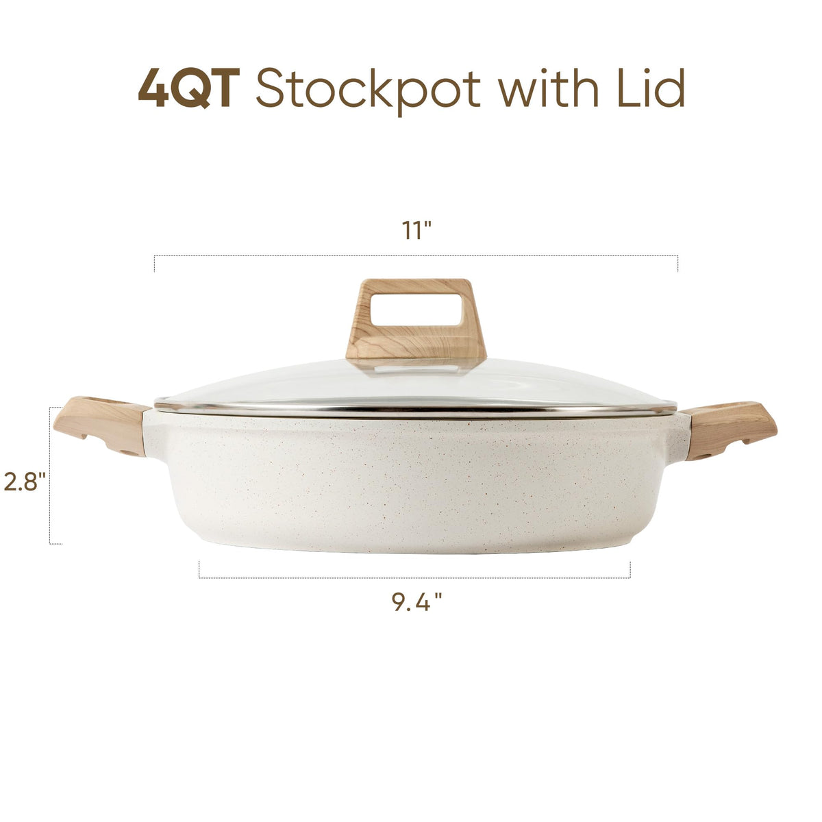 CAROTE granite white interior demonstrates easy-release cooking for tidy meals.