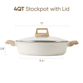 CAROTE granite white interior demonstrates easy-release cooking for tidy meals.