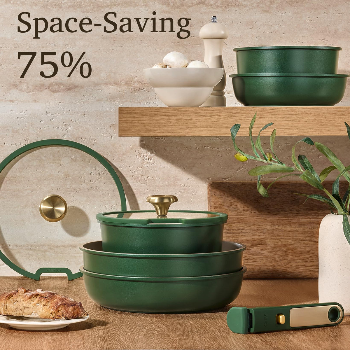 CAROTE Green&Gold even heat distribution for flawless cooking