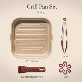 CAROTE grill ridges provide even heating and juicy sear.