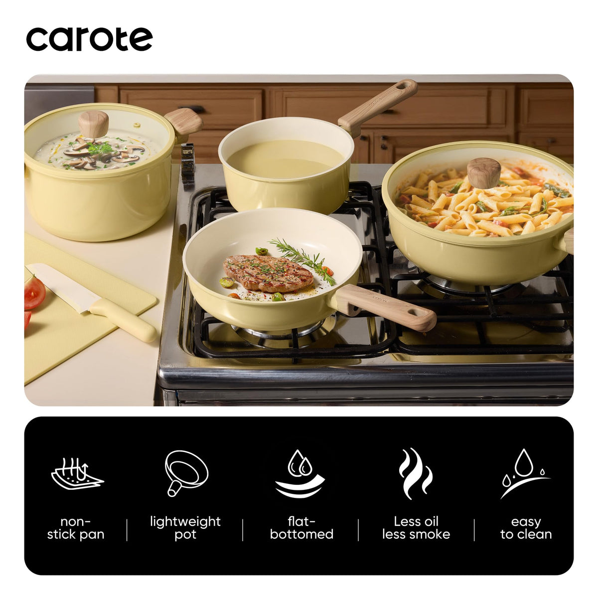 CAROTE knife set included expands prep versatility with the set
