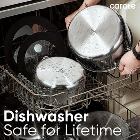 CAROTE included-steamer-lids-utensils enable versatile steam cooking.