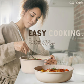 CAROTE included utensils and pan protectors for easy cooking prep.