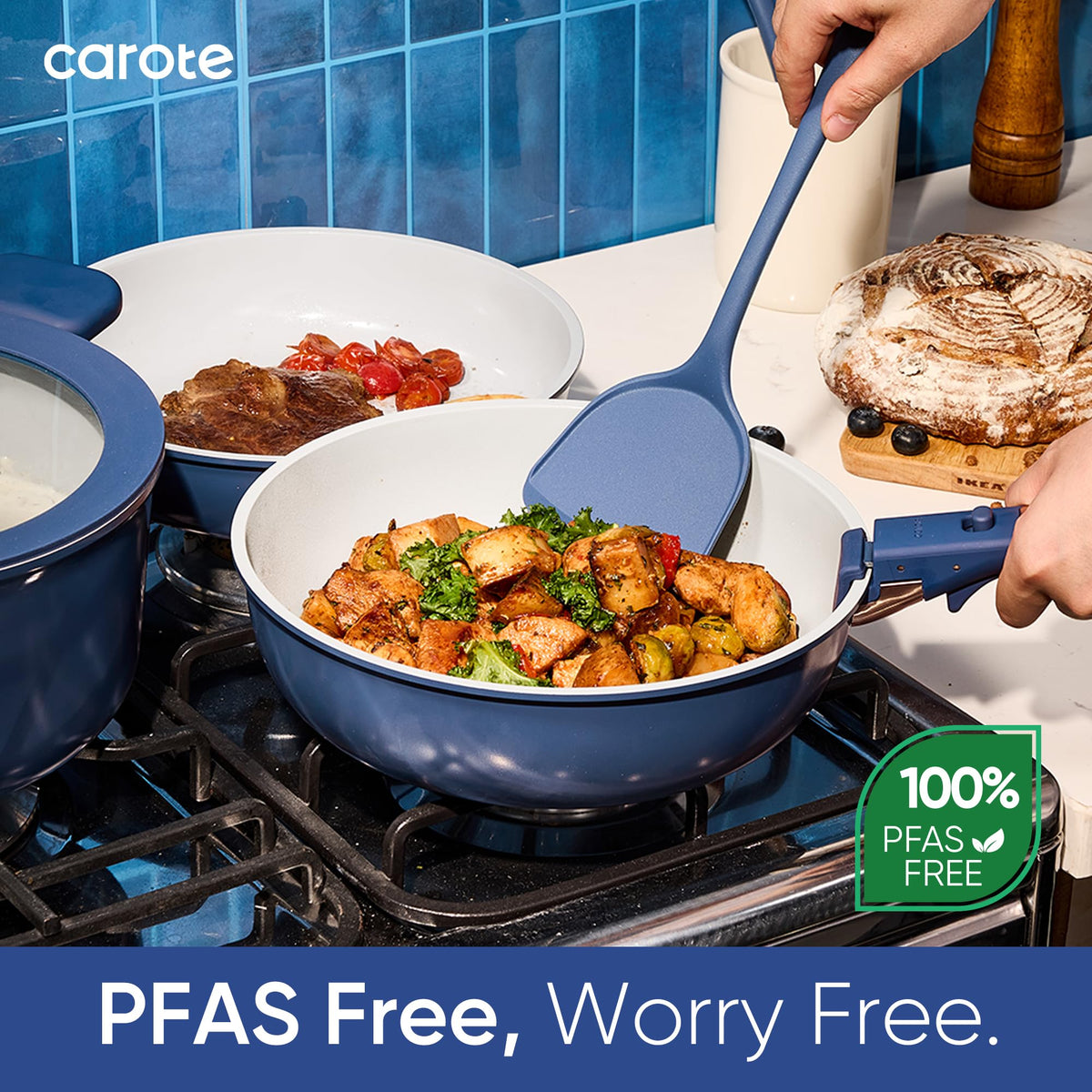 CAROTE included utensils complete the set for immediate cooking convenience.