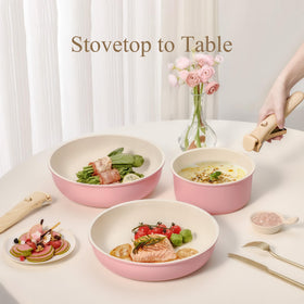 CAROTE induction-ready cookware delivers even heat across surfaces