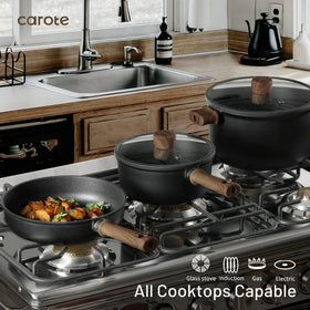 CAROTE induction-compatible cookware works smoothly on compatible stoves.