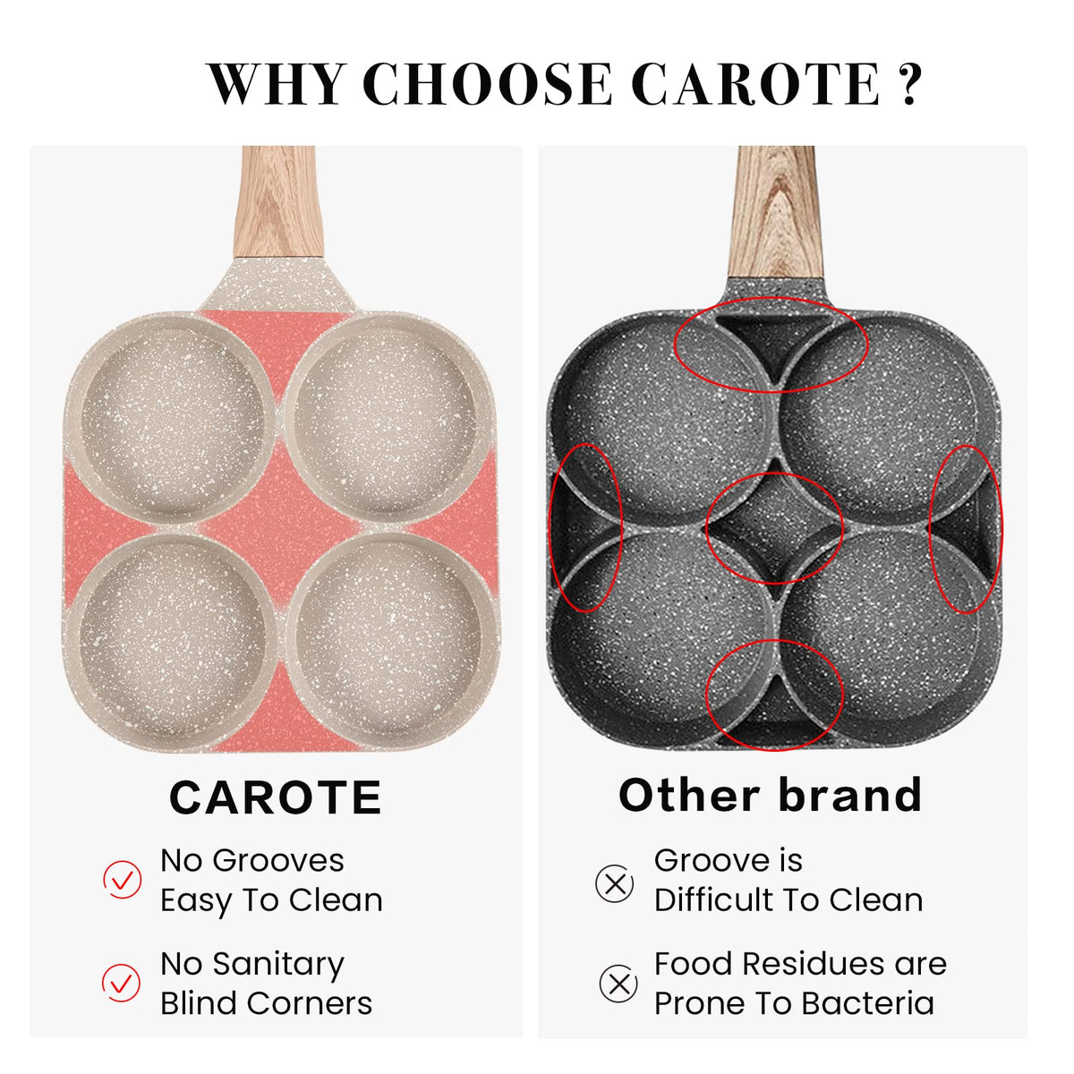 CAROTE induction-compatible egg pan suitable for gas stoves as well.