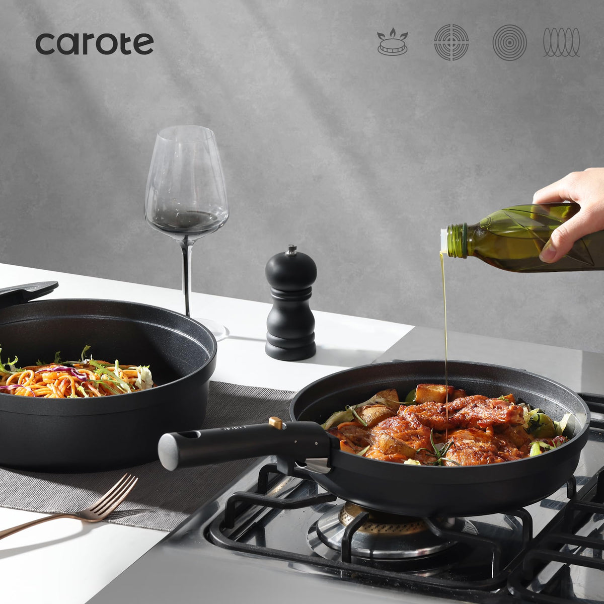 CAROTE induction-compatible pots suitable for all cooktops