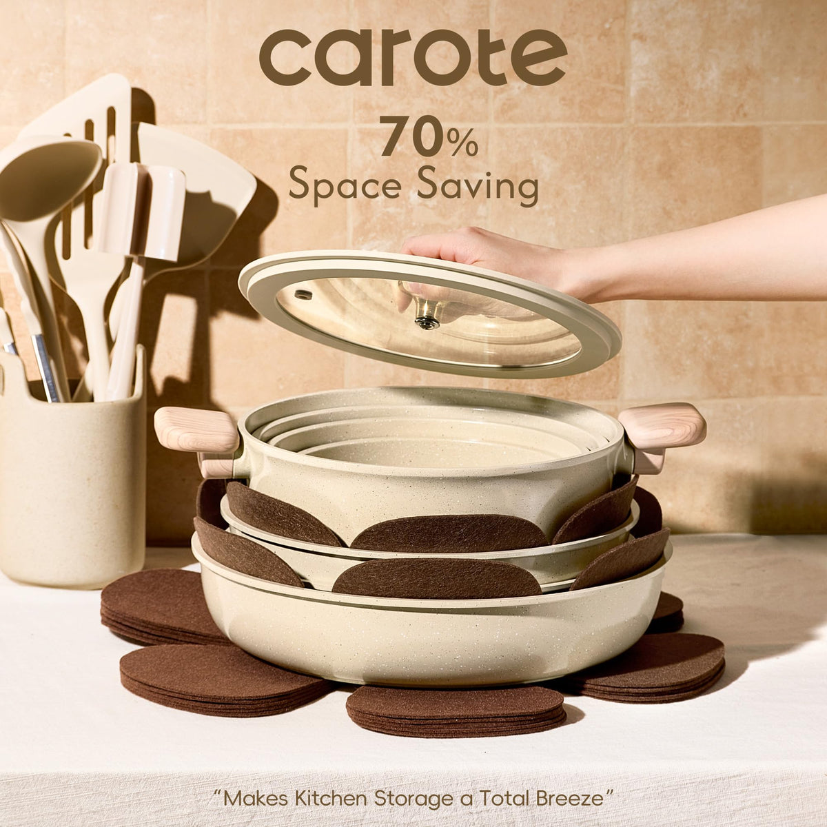 CAROTE induction-compatible design works on many stovetops for efficient heating.