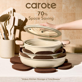 CAROTE induction-compatible design works on many stovetops for efficient heating.