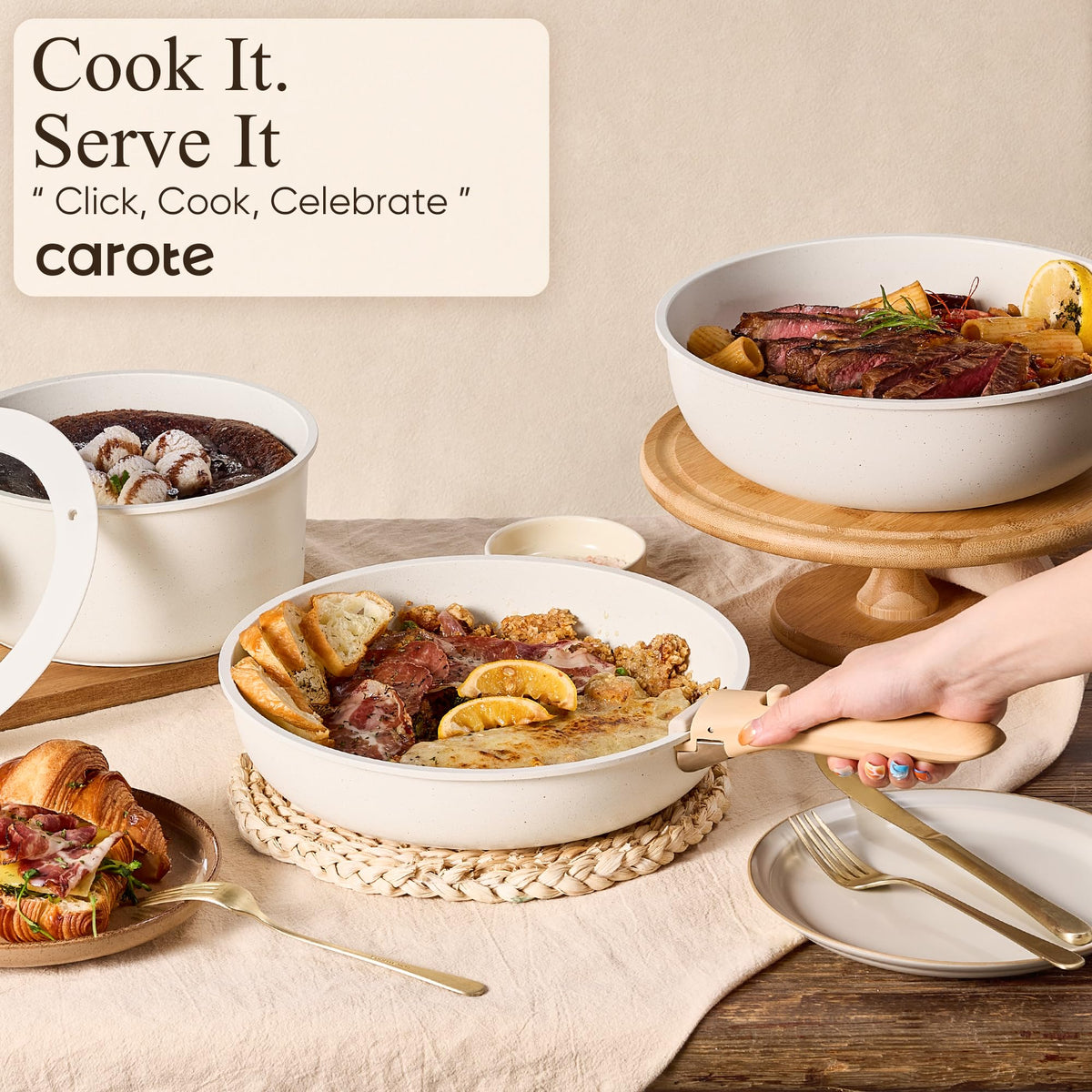 CAROTE induction-ready cookware delivers even heat across compatible stoves