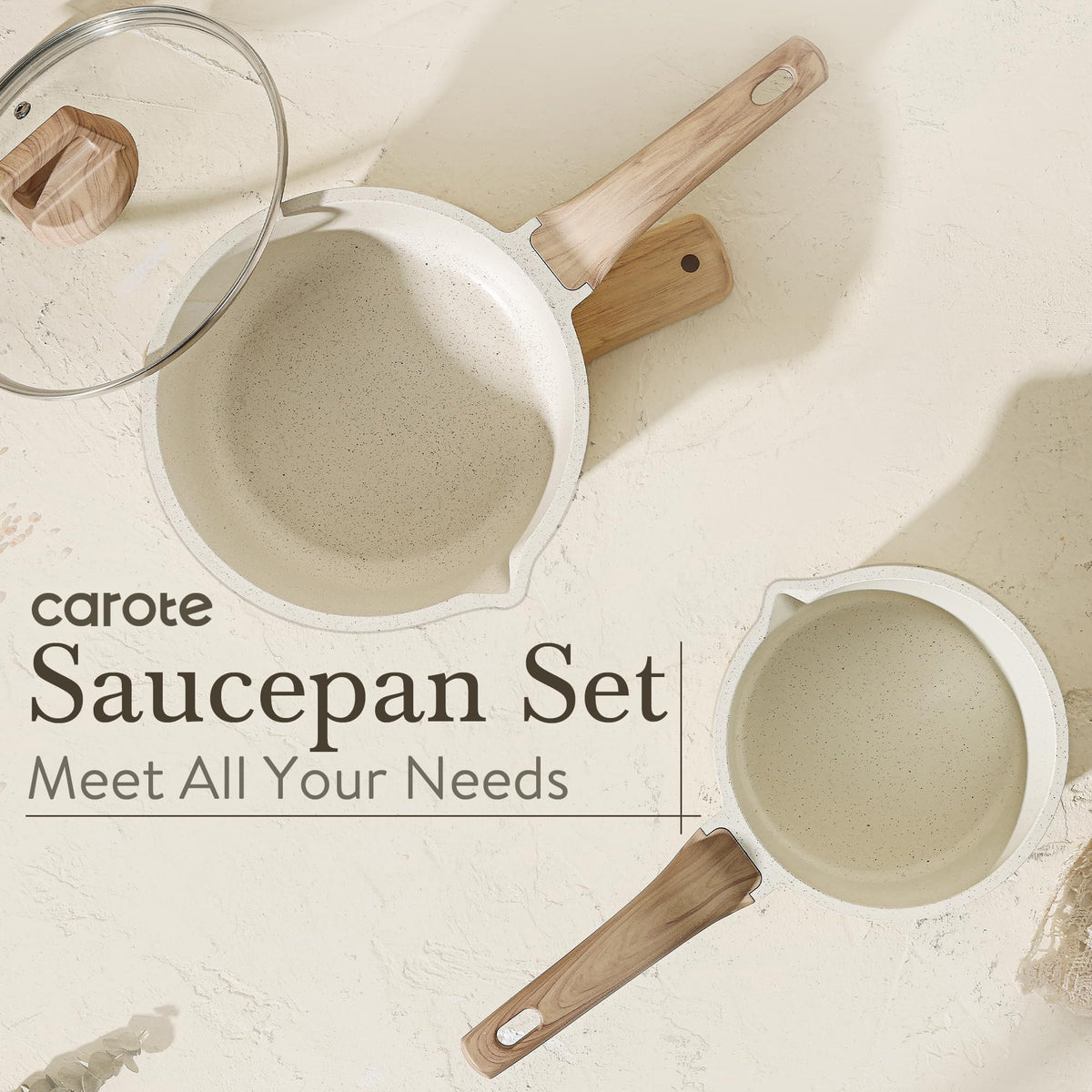 CAROTE cookware set displayed in a modern kitchen, ready for everyday meals.