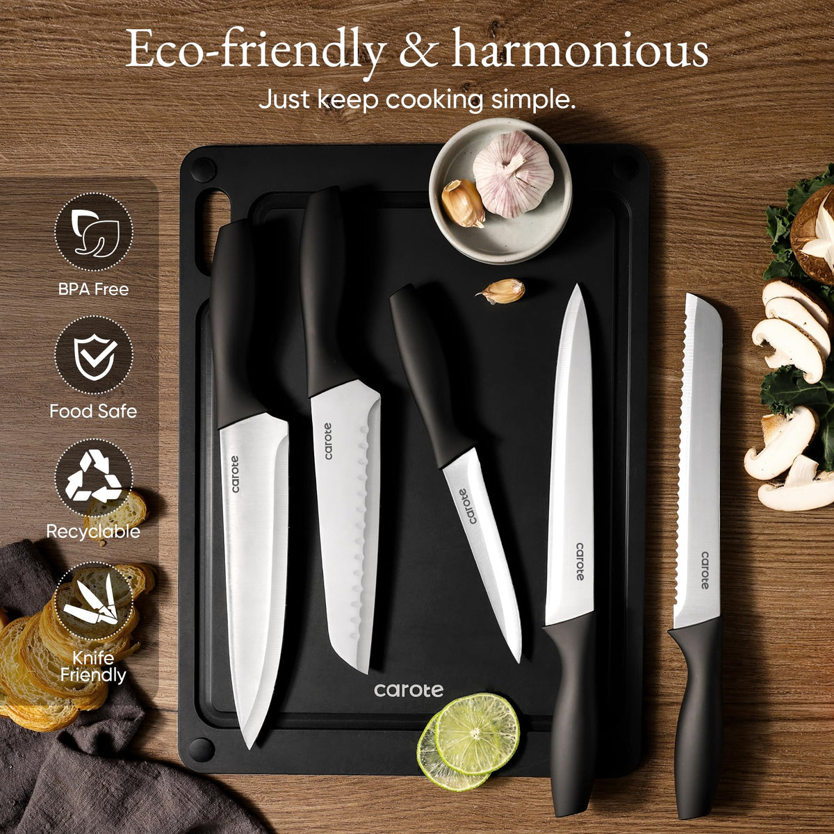 CAROTE rust-resistant blades are easy to clean after meals.