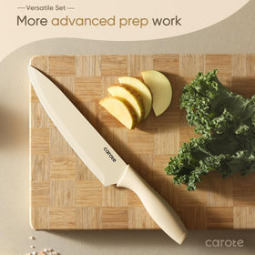 CAROTE non-slip ergonomic handles support precise cuts even when hands are wet.