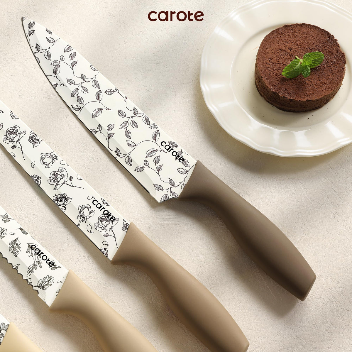 CAROTE knife set with safe storage keeps countertops organized and safe