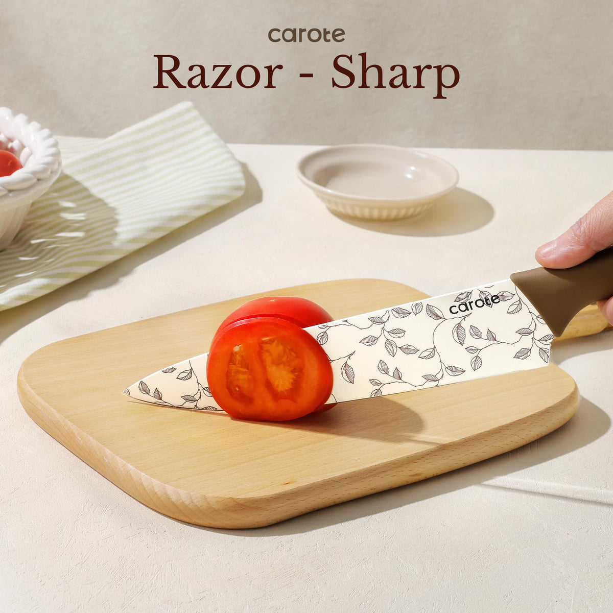 CAROTE stainless steel blades durable and sharp for daily meals