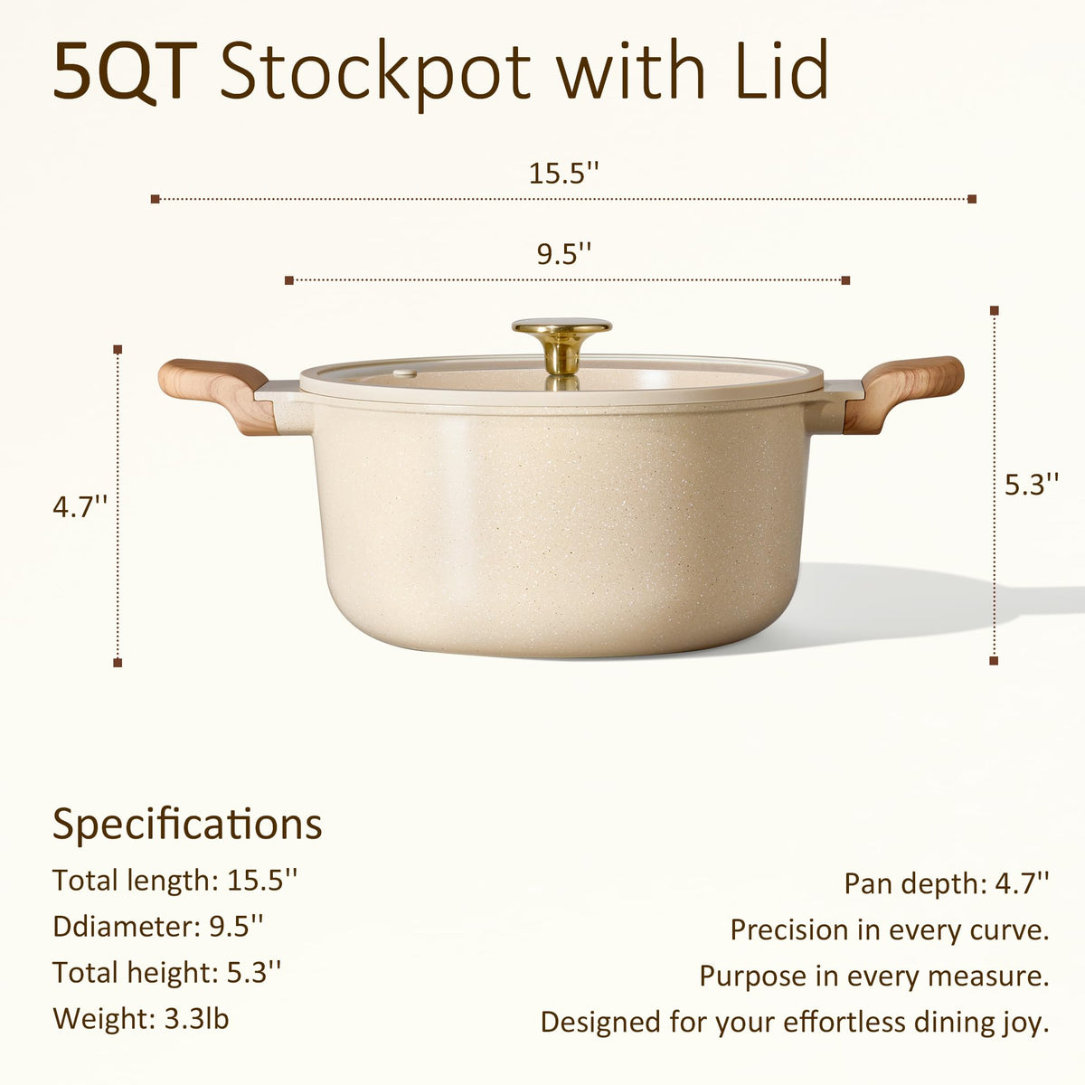 Lid view of CAROTE stock pot showing even heat distribution.