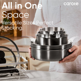 CAROTE lids and protectors included help manage simmering and storage