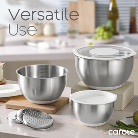 CAROTE inside measurement scale aids precise mixing and portioning.