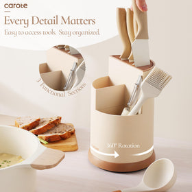 CAROTE nonstick ceramic surface eases cleaning and protects blade edges.
