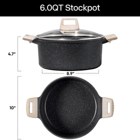 CAROTE nonstick coating, 5mm thick, for easy release and cleanup.