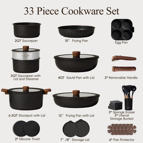 CAROTE nonstick cookware collection for effortless cleaning after cooking.