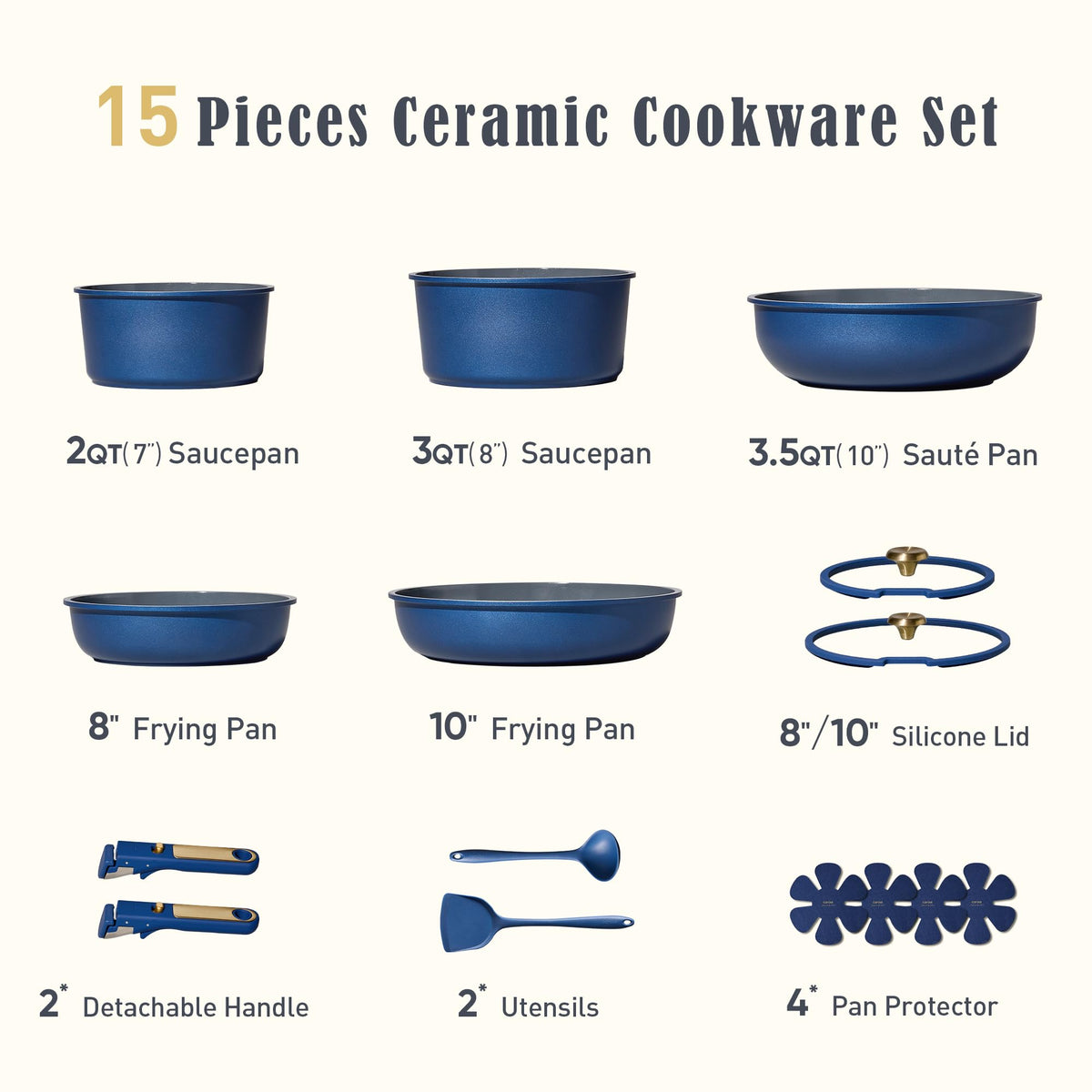 CAROTE nonstick pots and pans provide even heat on induction cooktops.