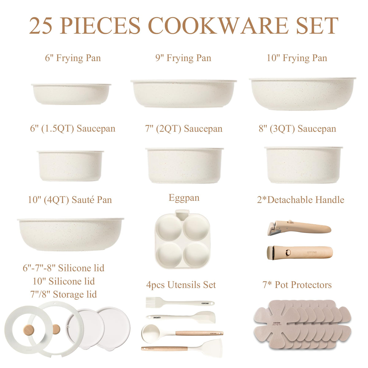 CAROTE nonstick cookware set with smooth release for easy cleanup