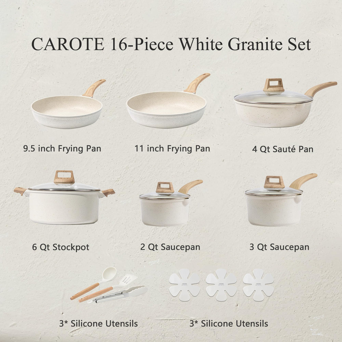 CAROTE 9.5-inch nonstick granite fry pan with easy release