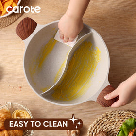 CAROTE nonstick granite surface allows easy cleaning after cooking.