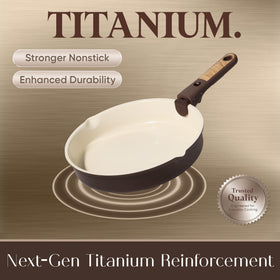 CAROTE nonstick-titanium-surface close-up shows durable coating and smooth food release.