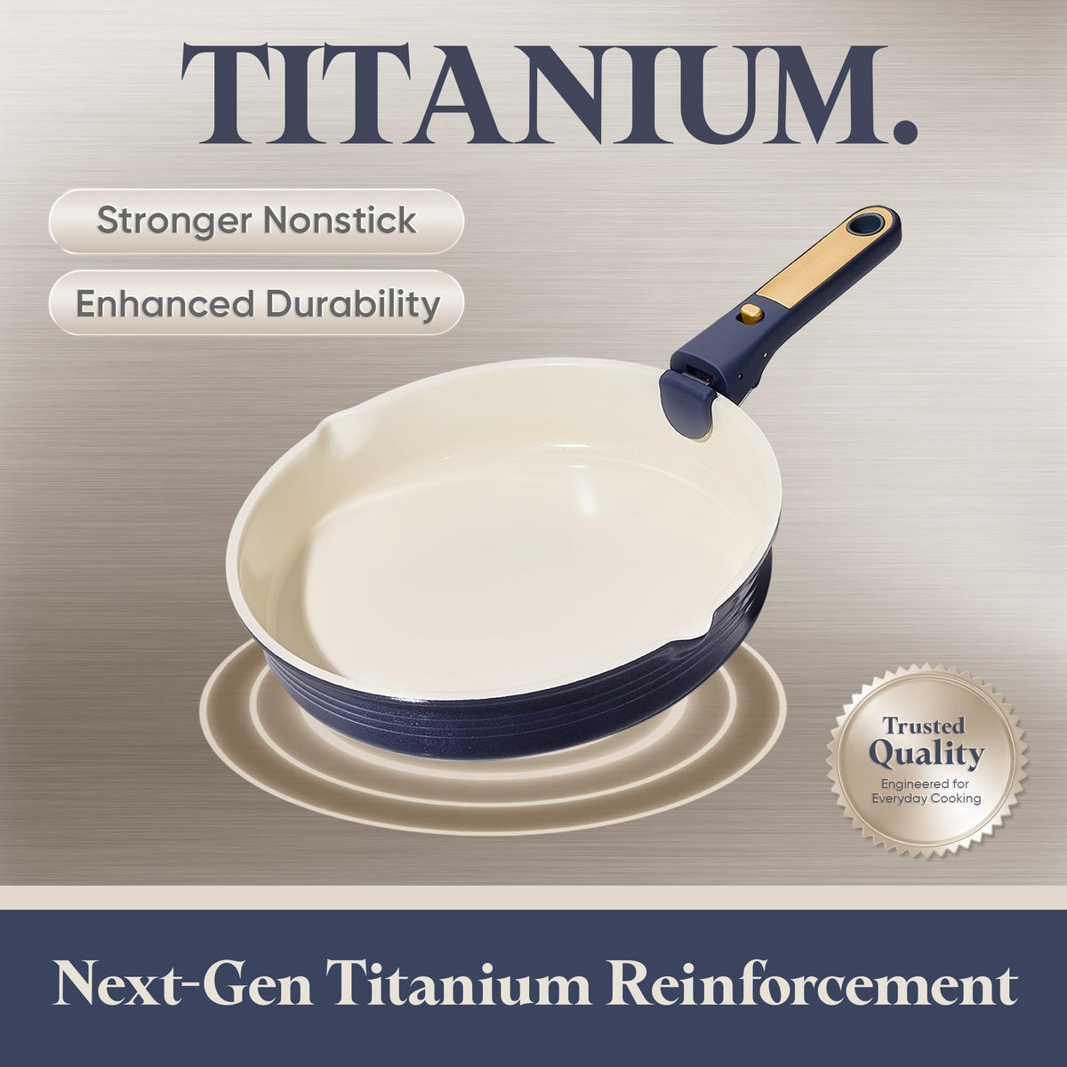 CAROTE nonstick titanium surface delivers smoother release and simple cooking.