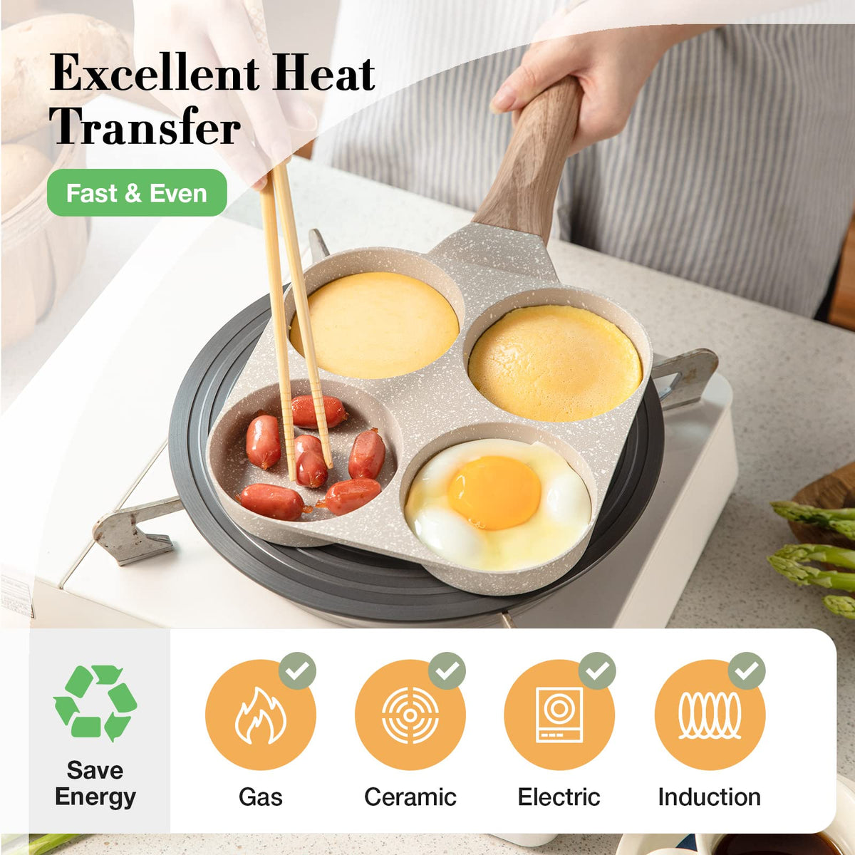 CAROTE omelette pan nonstick, ideal for easy eggs and pancakes.