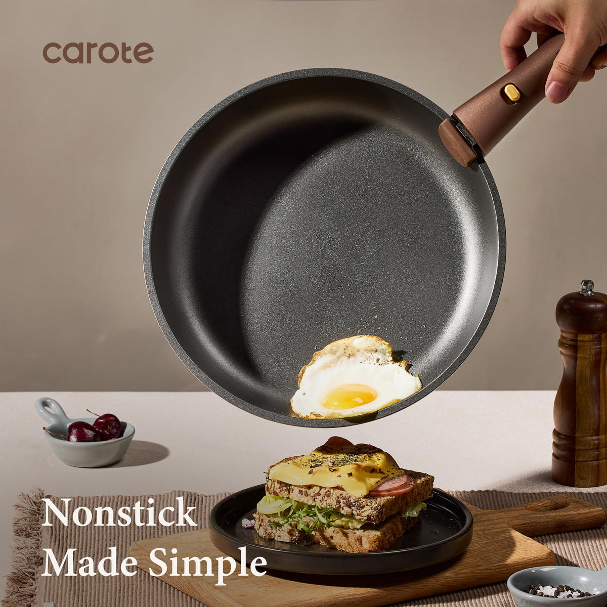 CAROTE oven-safe cookware ready for oven finishing and broiling tasks.