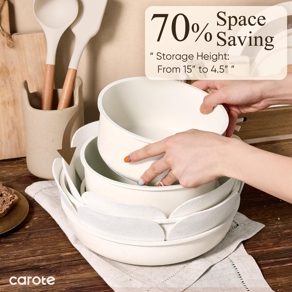 CAROTE oven-safe design supports transitions from stovetop to oven.