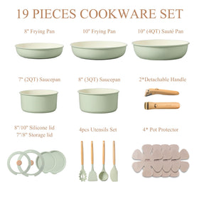 CAROTE detachable-handle 10-inch fry pan for even heating and space saving