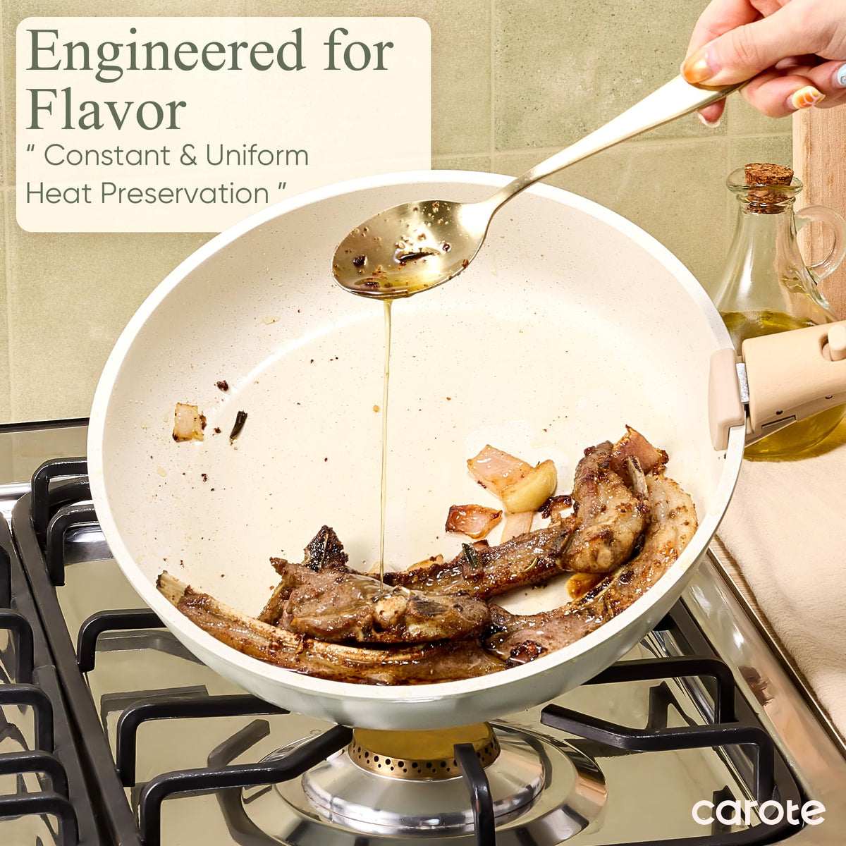 CAROTE detachable-handle 4-quart sauté pan for quick searing and even heat