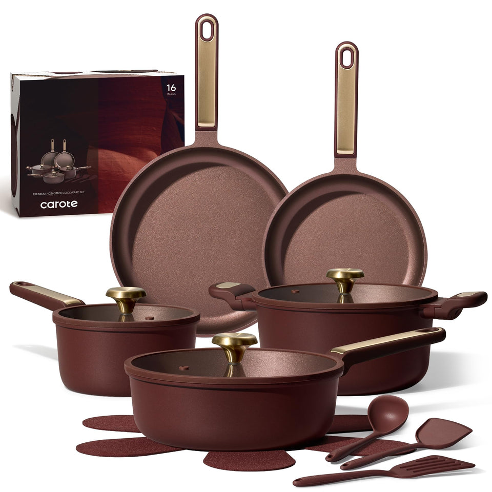 CAROTE pots and pans set nonstick surface for easy cooking and cleanup