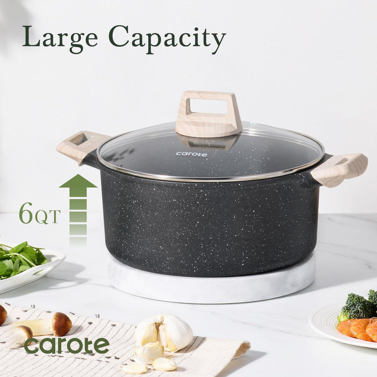 CAROTE triple-ply heating area provides quick, even heating.