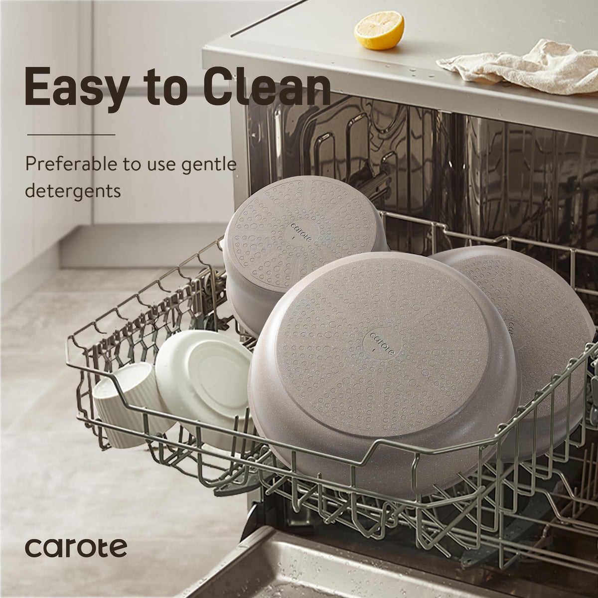 CAROTE removable handles enable stove-to-oven transitions with stability.