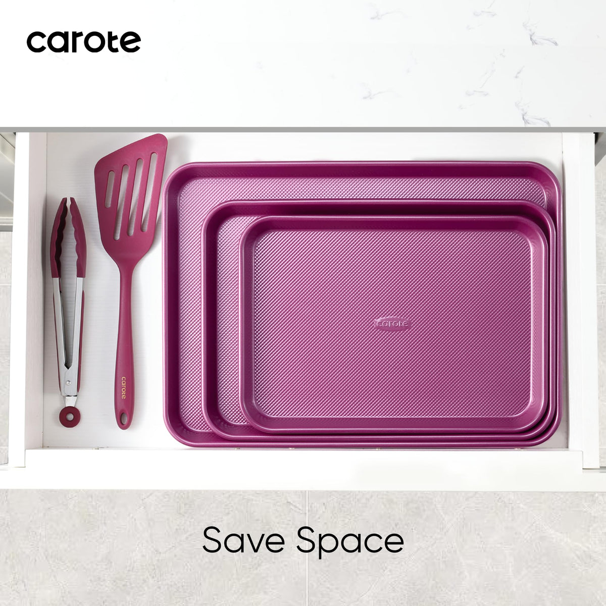 CAROTE royal violet finish adds a stylish touch to any kitchen
