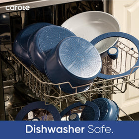 CAROTE navy blue cookware is RV and camping ready for outdoor meals.